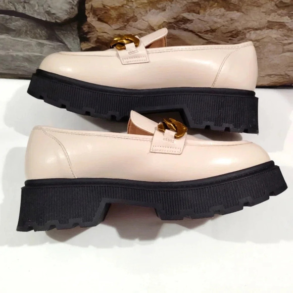 Limelight Kendall Loafers Chunky Heel Lug Chain Detail 8 1/2 8.5 Beige - Picture 8 of 14